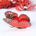 3D double butterflies with magnet, house or event decorations, set of 12 pieces, red color, A15